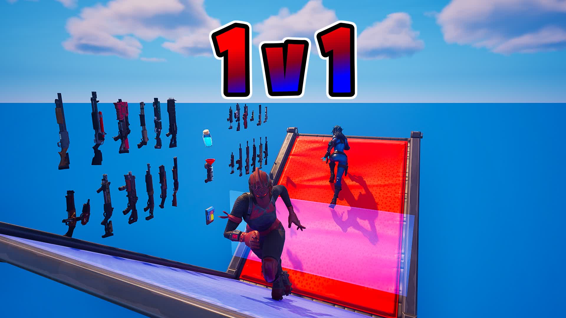 RED VS BLUE 1V1 BUILD FIGHT NO TERRAIN