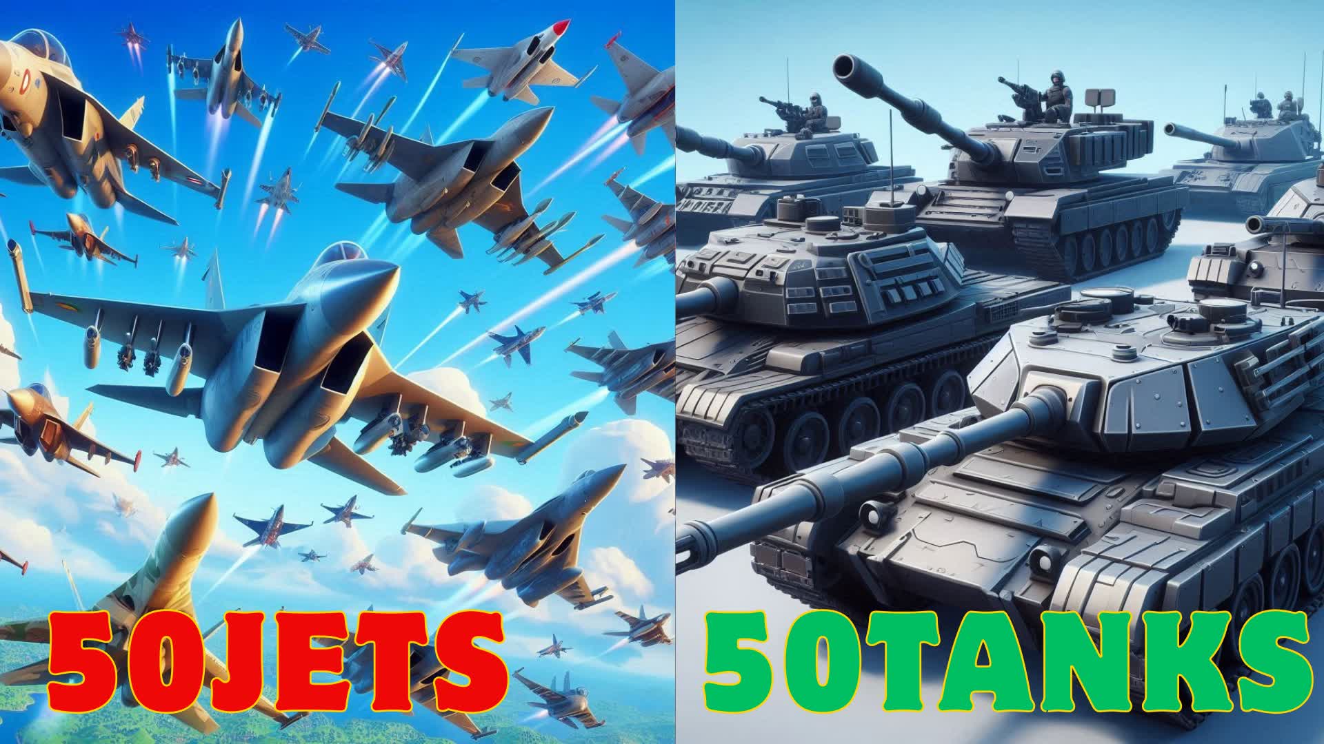 50JETs VS 50TANKs
