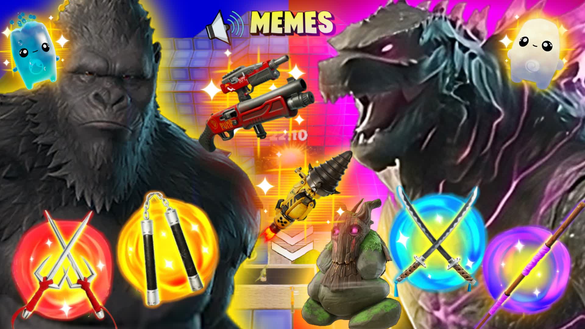 🏆TMNT MEME GODZILLA VS KONG RED VS BLUE