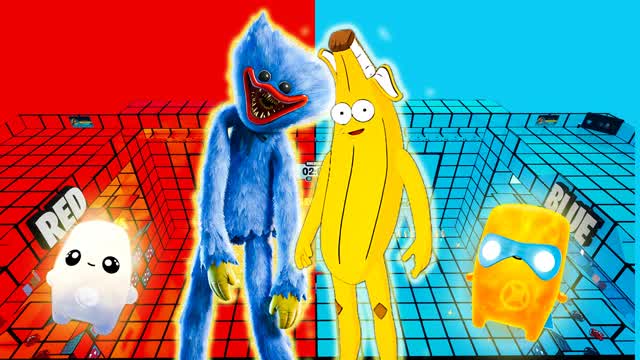 SUPPER WUGGY VS BANANA RED VS BLUE🔴🔵