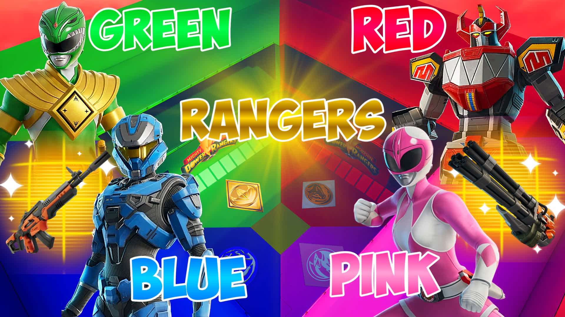 RED VS BLUE VS GREEN VS PINK RANGERS 🔫
