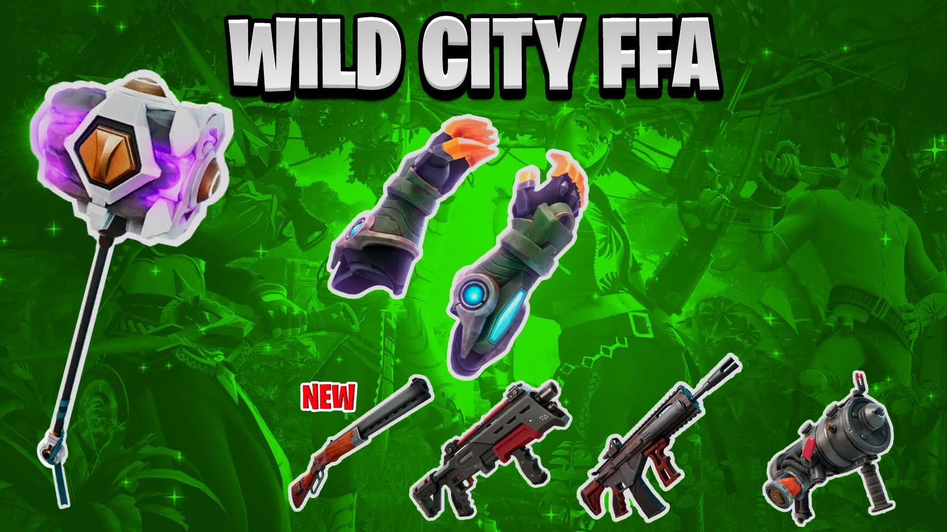 🤪🆕WILD CITY FFA ALL WEAPONS & CARS Fortnite Map FN.Games The
