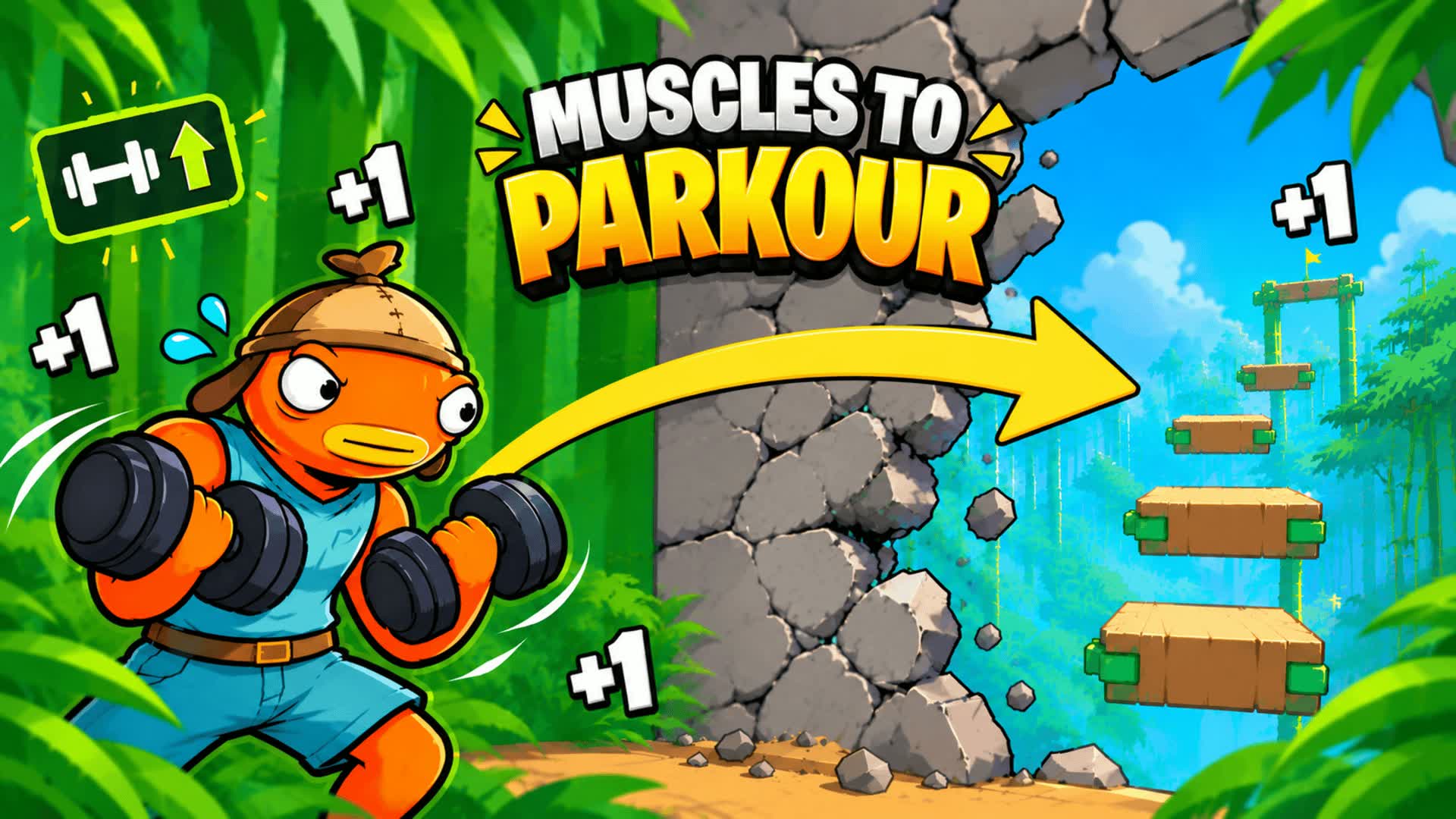 +1 MUSCLES TO PARKOUR, Fortnite island 4361-9793-3846 by aeternus