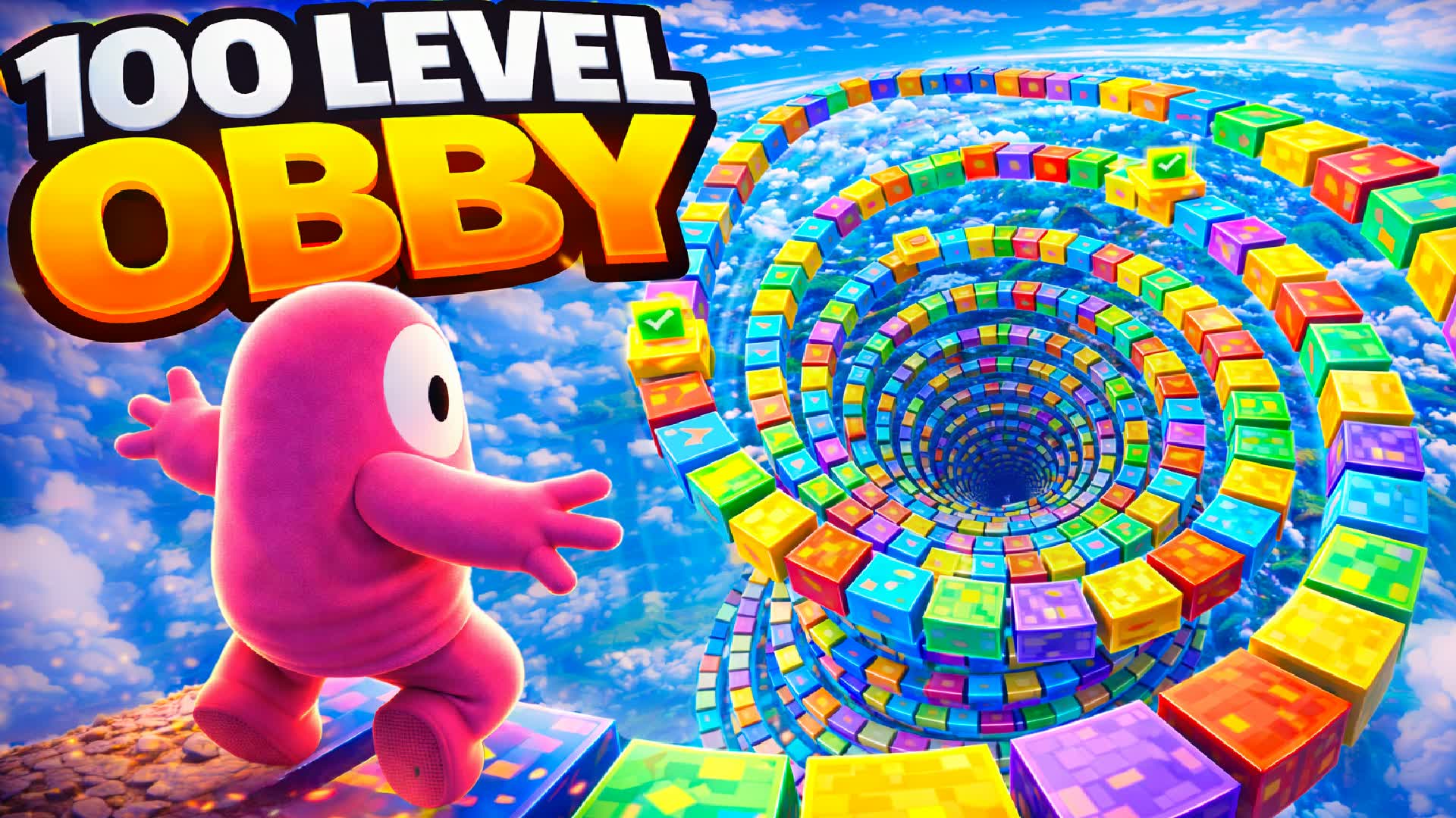 🌈EXTREME 100+ SPIRAL OBBY / FALL GUYS