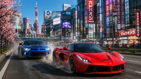 DRIVE IN THE RACE THROUGH THE STREETS