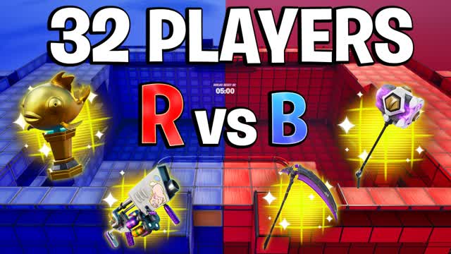 CRAZY 32 PLAYERS RED VS BLUE 🔴🔵
