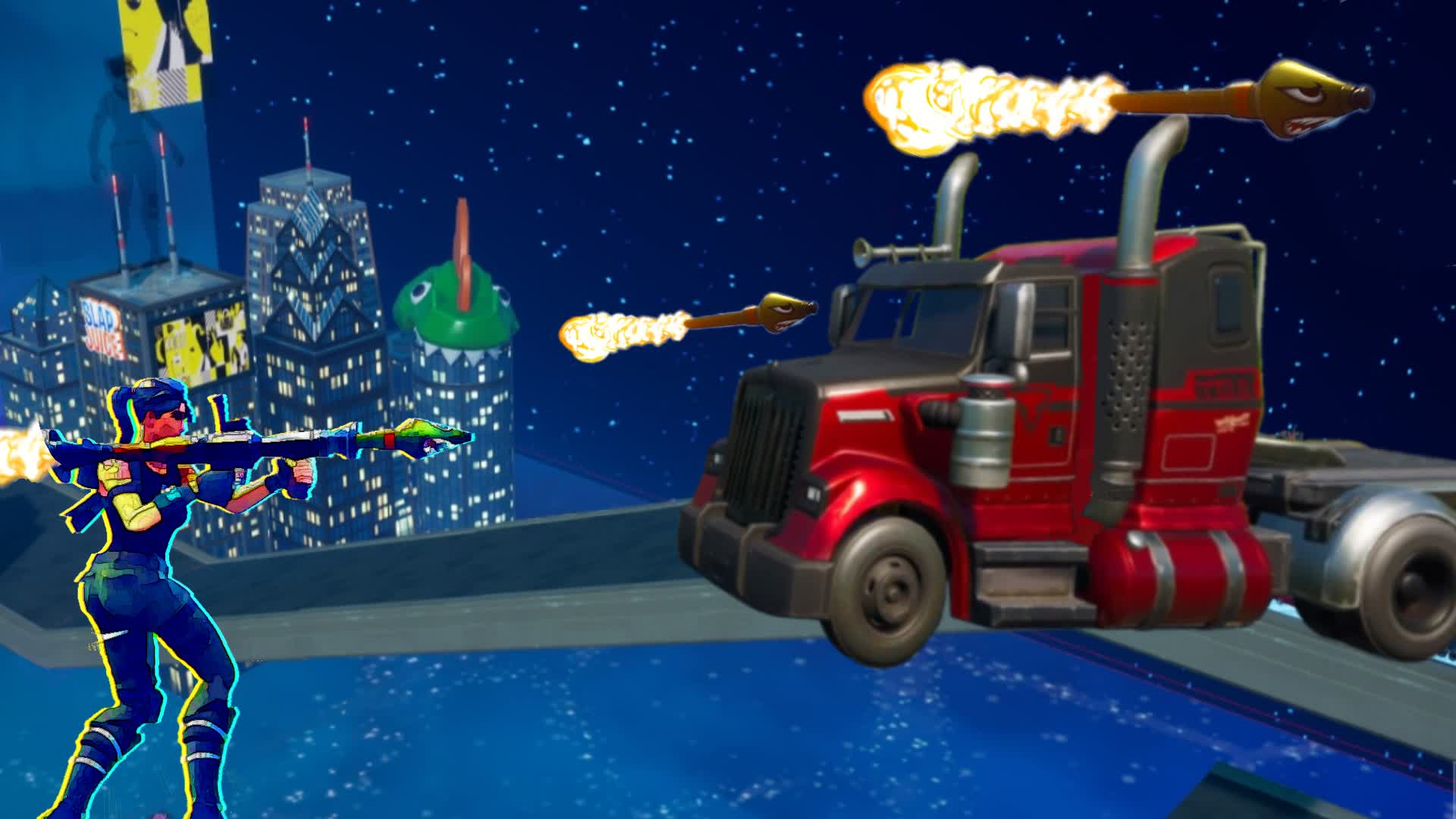 Truck Bowling vs Rockets in space