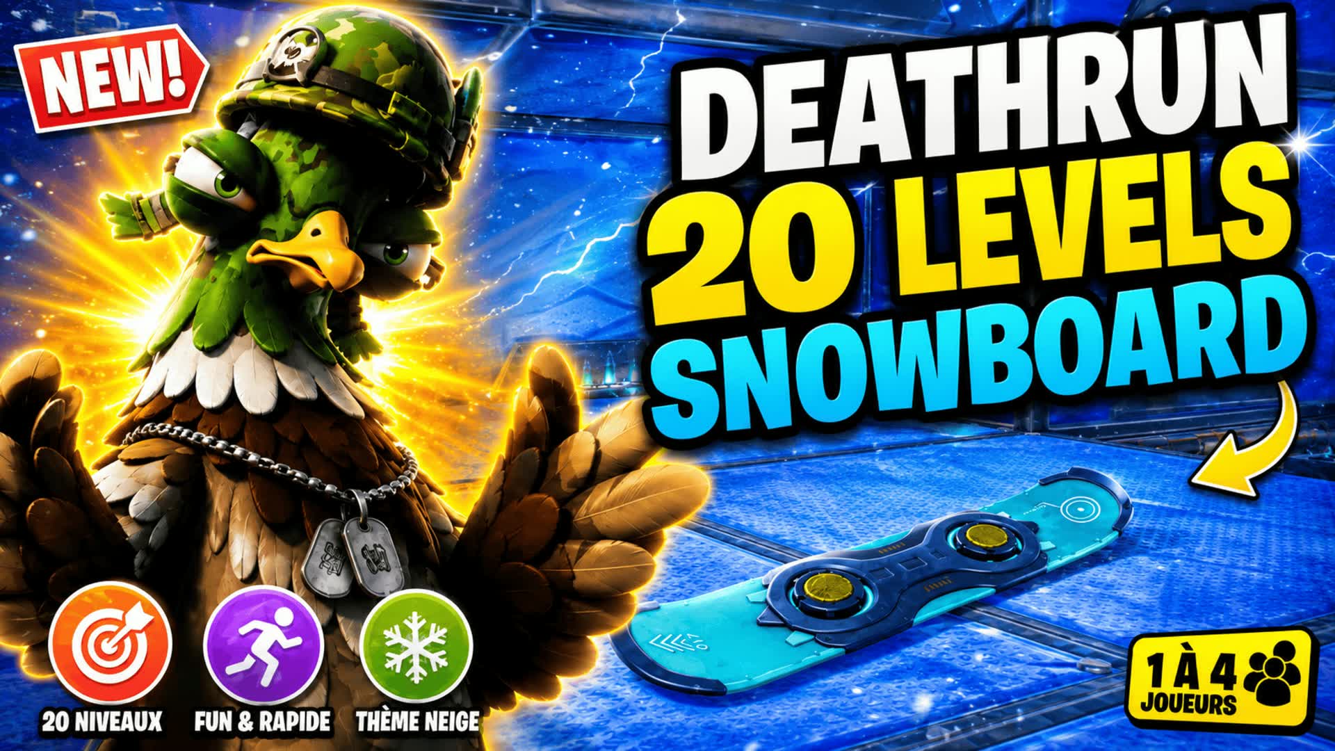🏂 DEATHRUN 20 LEVELS SNOWBOARD ❄️ — Fortnite island 3690-9826-3636 by Qabou 93
