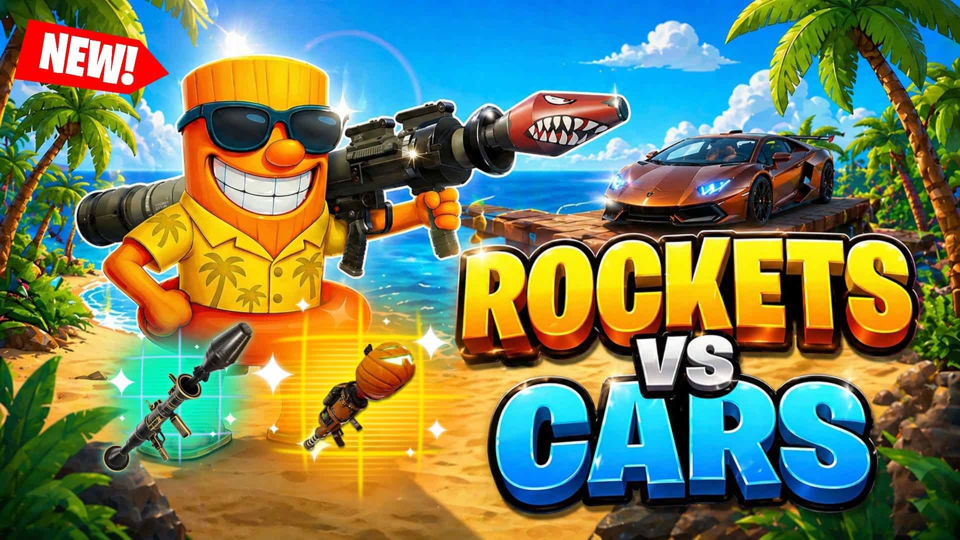 Beach Rockets VS Cars 🌴