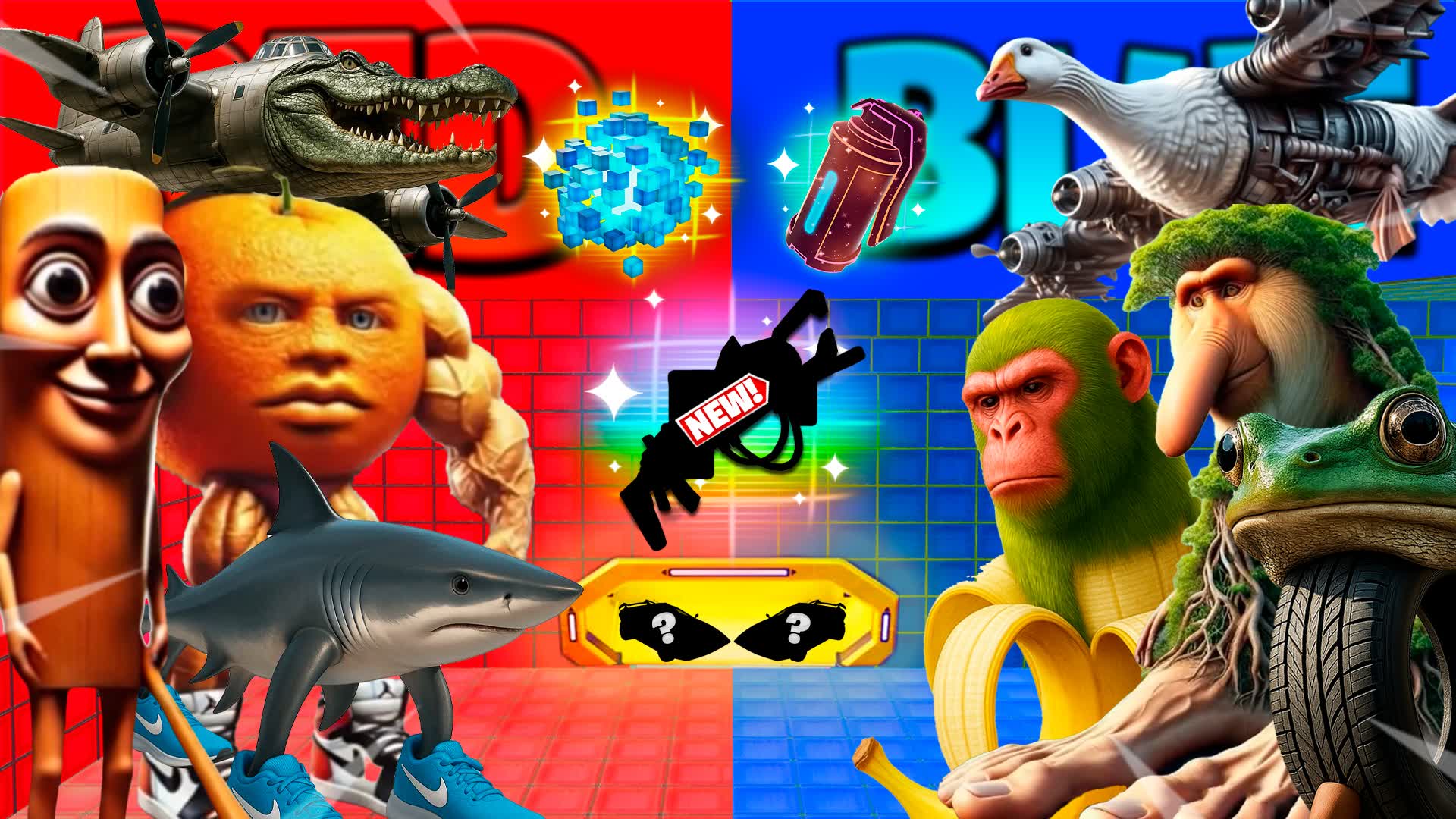 🐊THE BRAINROTS🦈 SUPER RED VS BLUE 🔴🔵