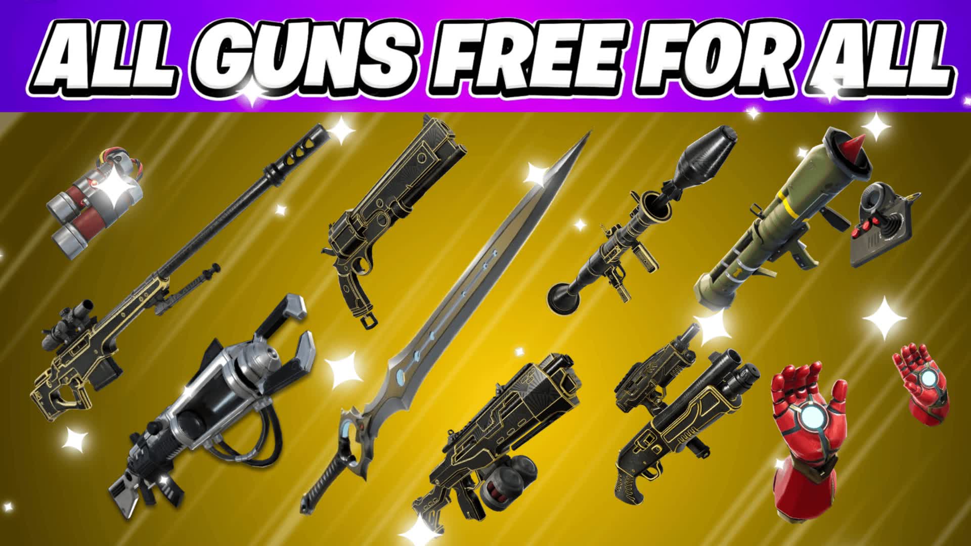 ALL GUNS - FREE FOR ALL🎯 2955-4085-7556 by houb - Fortnite Creative Map