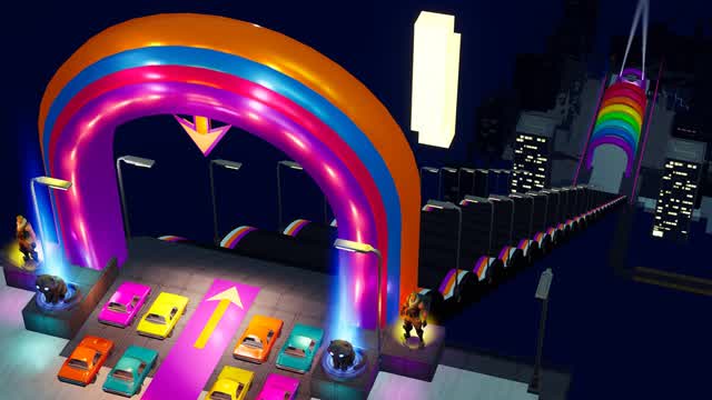 CARS MEGA RAMP KPOP NEON 🔴🟠🟡🟢🔵🟣