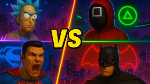 🎯⚔️ Squid vs Superman vs Batman vs Rick ⚔️🔥