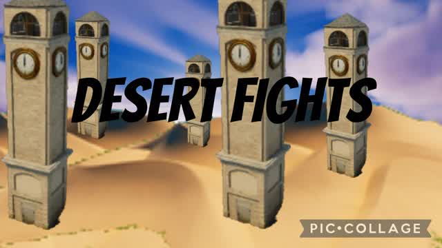 Clock tower fights in the desert