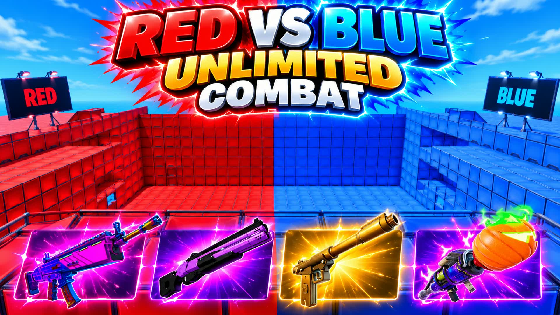 RED VS BLUE UNLIMITED COMBAT, Fortnite island 7127-3212-0219 by cdtlou