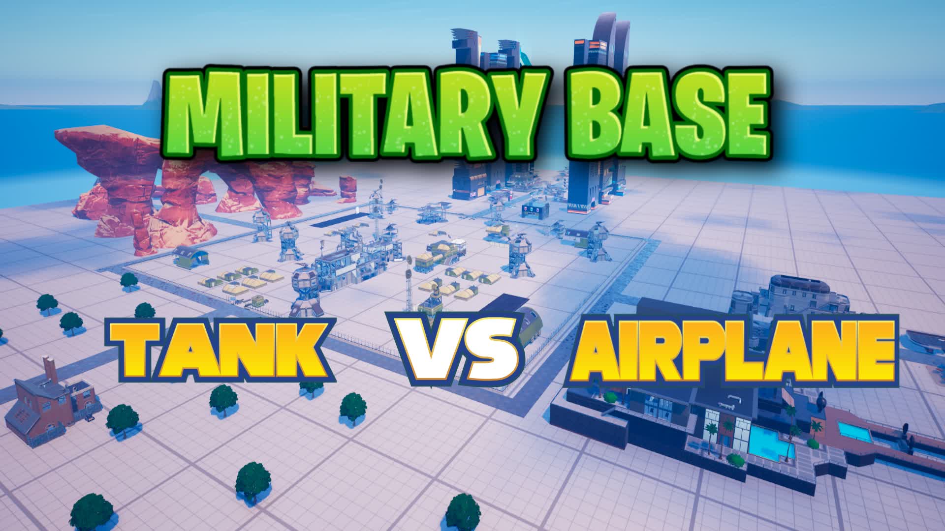 Military base TANK vs AIRPLANE 1v1v1v1