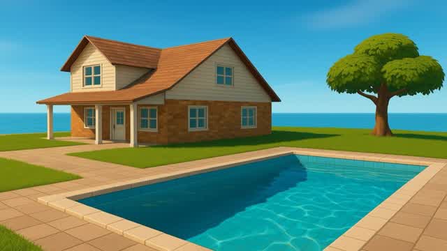 A peaceful island with a small hause