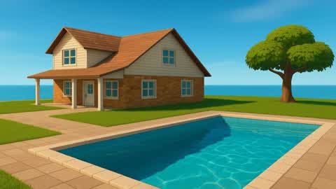 A peaceful island with a small hause