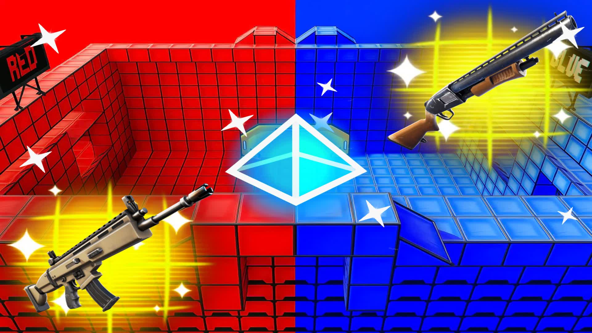 Extreme Red Vs Blue 🔴🔵 Big CODE: 4555-9293-3733 | Fortnite Live Stats - fortnite