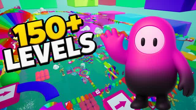 🌈FUNNY FALL GUYS 150 LEVEL OBBY PARKOUR
