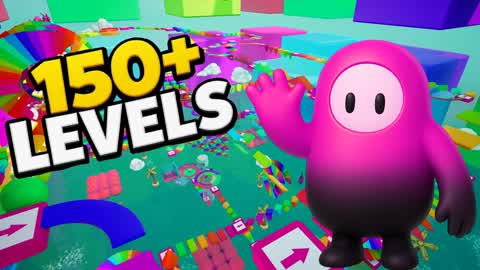 🌈FUNNY FALL GUYS 150 LEVEL OBBY PARKOUR