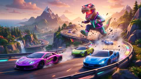 Neon Drift: T-Rex Rush 🏎️