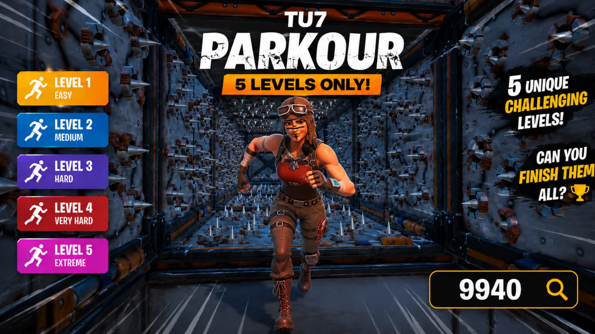 🔥PARKOUR 5 LEVELS 🔥 TU7 (9940) — Fortnite island 9940-3543-6356 by شــبح ســولتي