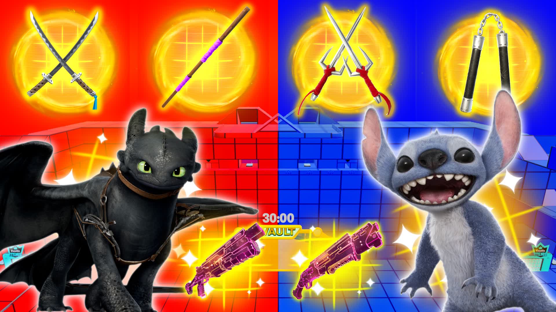 TOOTHLESS VS STITCH🏆RED VS BLUE 🔴🔵