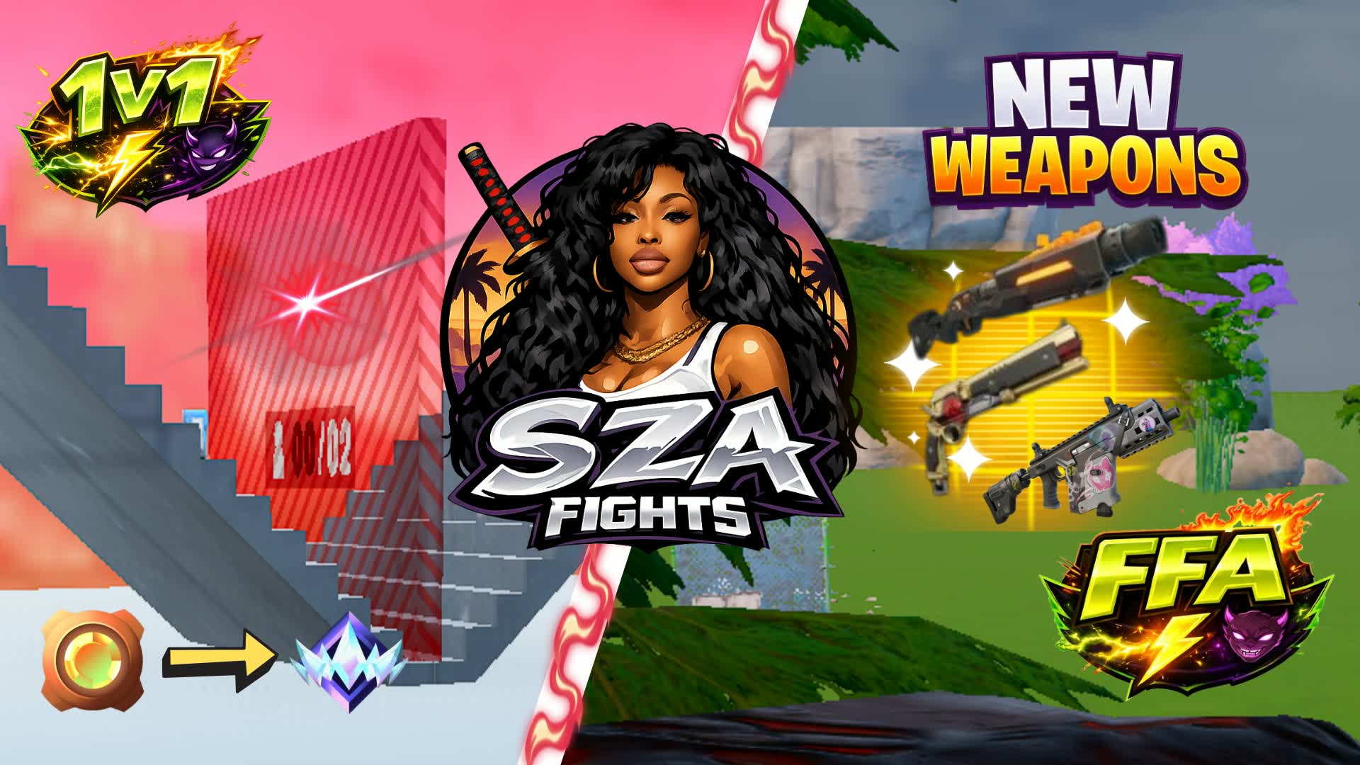 SZAの戦い | 1v1 | FFA | ランク | 新銃