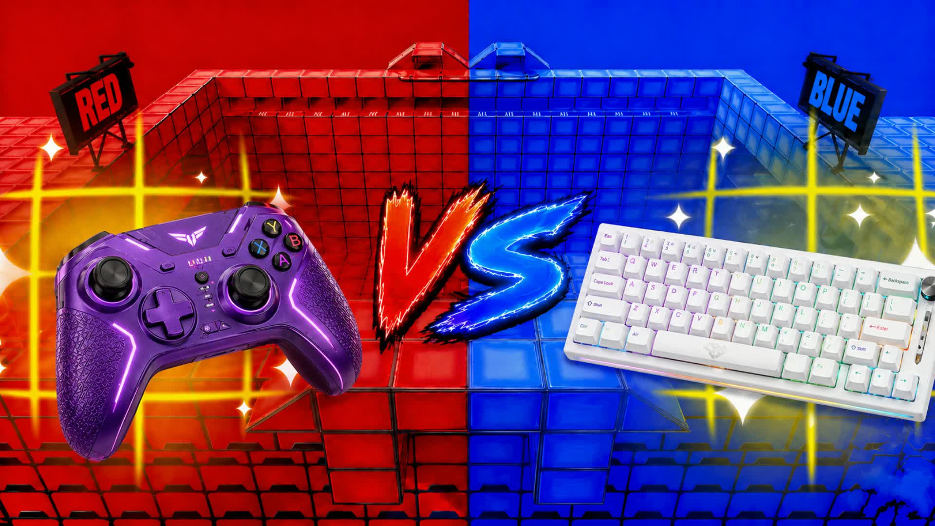 RED VS BLUE🔴🔵CONTROLLER VS KEYBOARD!