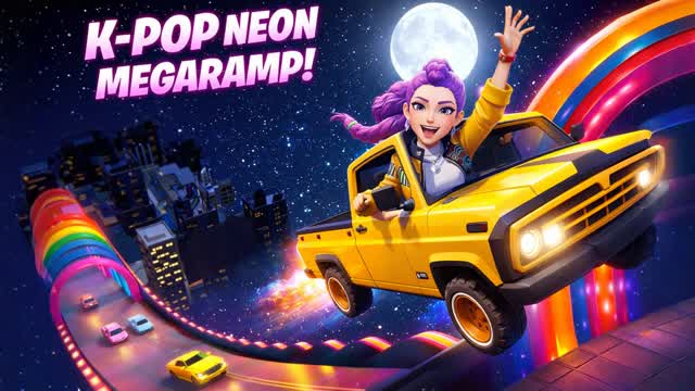 CARS MEGA RAMP KPOP NEON 🔴🟠🟡🟢🔵🟣