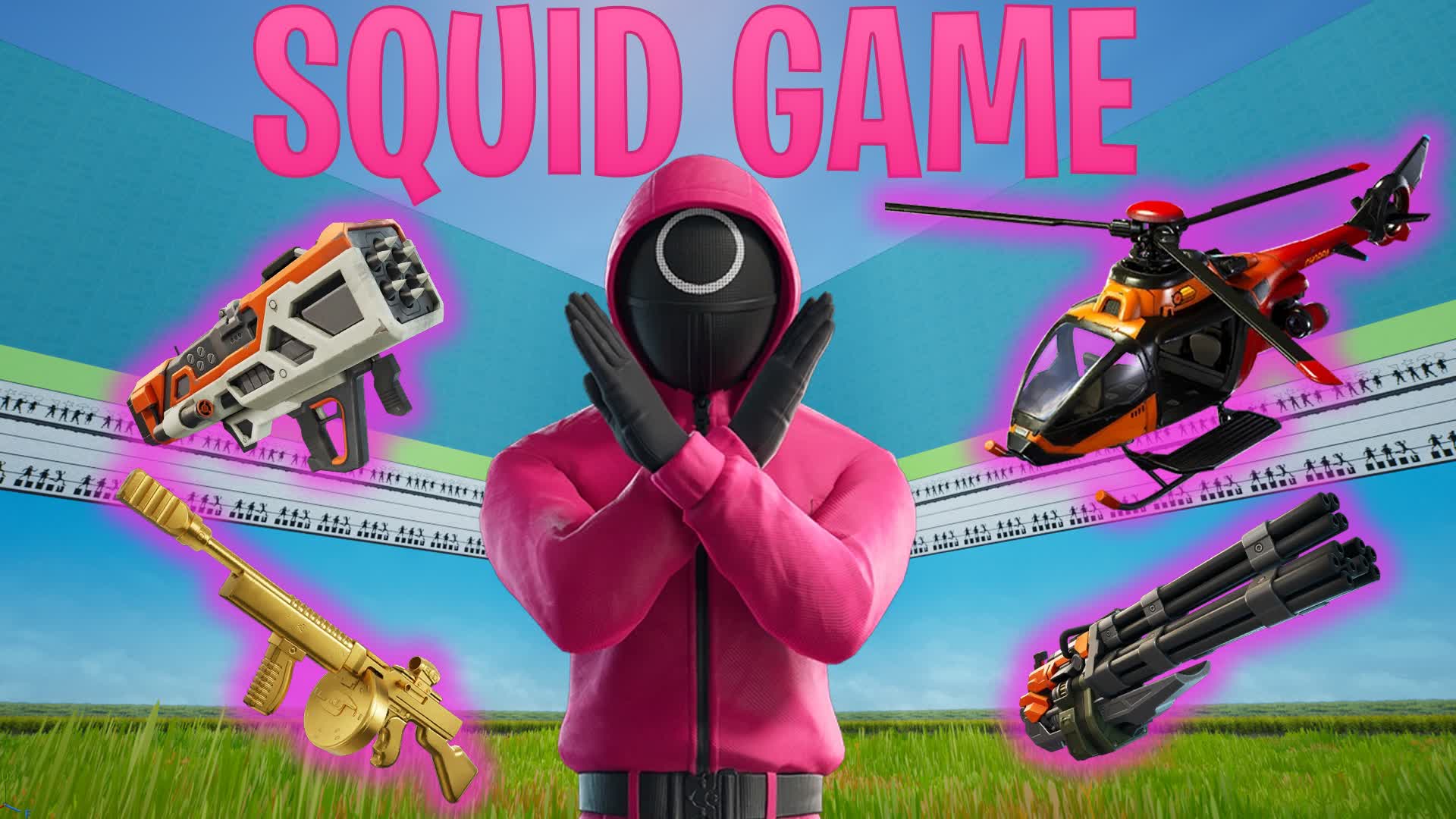 MEGA 1VS1 ALL GUNS & VEHICLES SQUID GAME