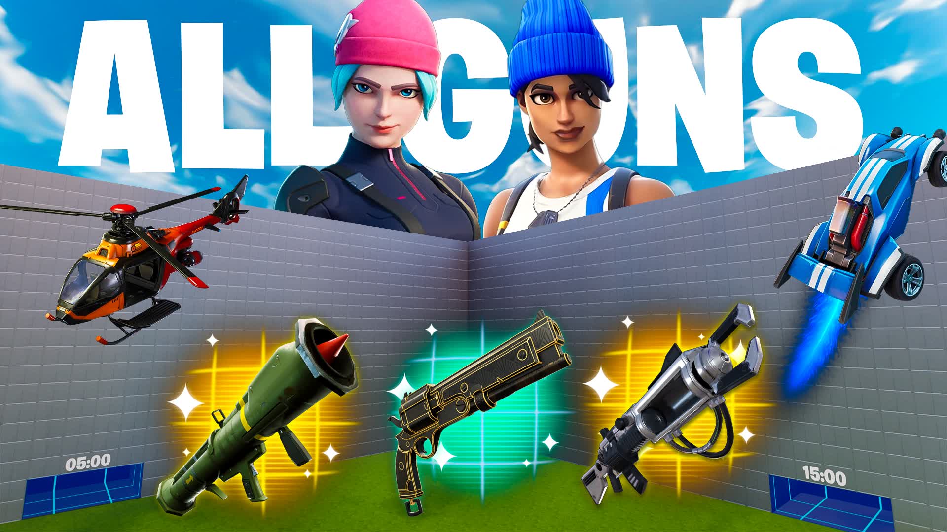 ALL WEAPONS & VEHICLES MEGA 1V1 ⭐
