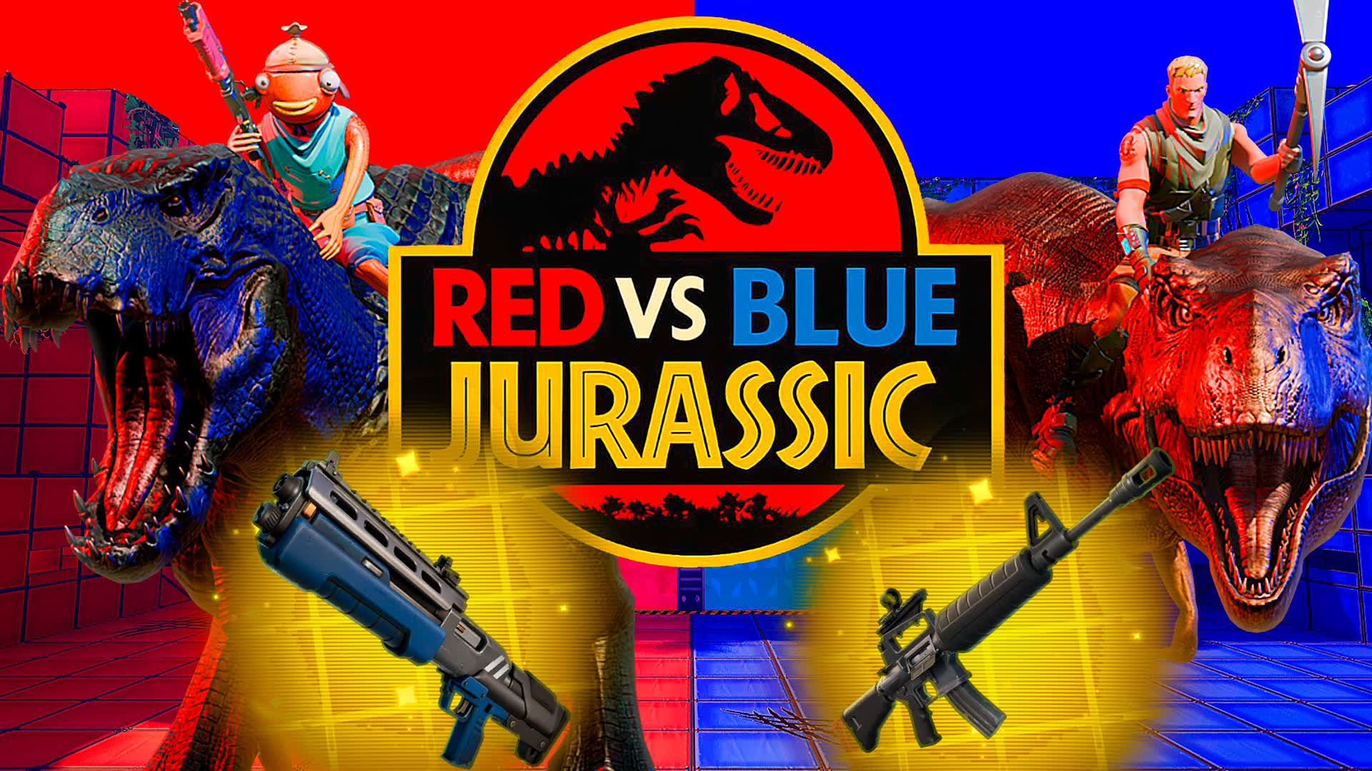 RED VS BLUE JURASSIC 🔴🔵 🦖