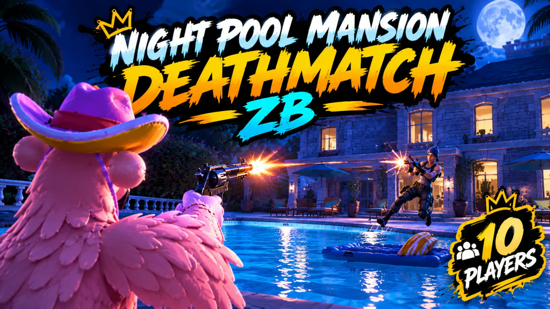 Night Pool Mansion DeathMatch Zero Build