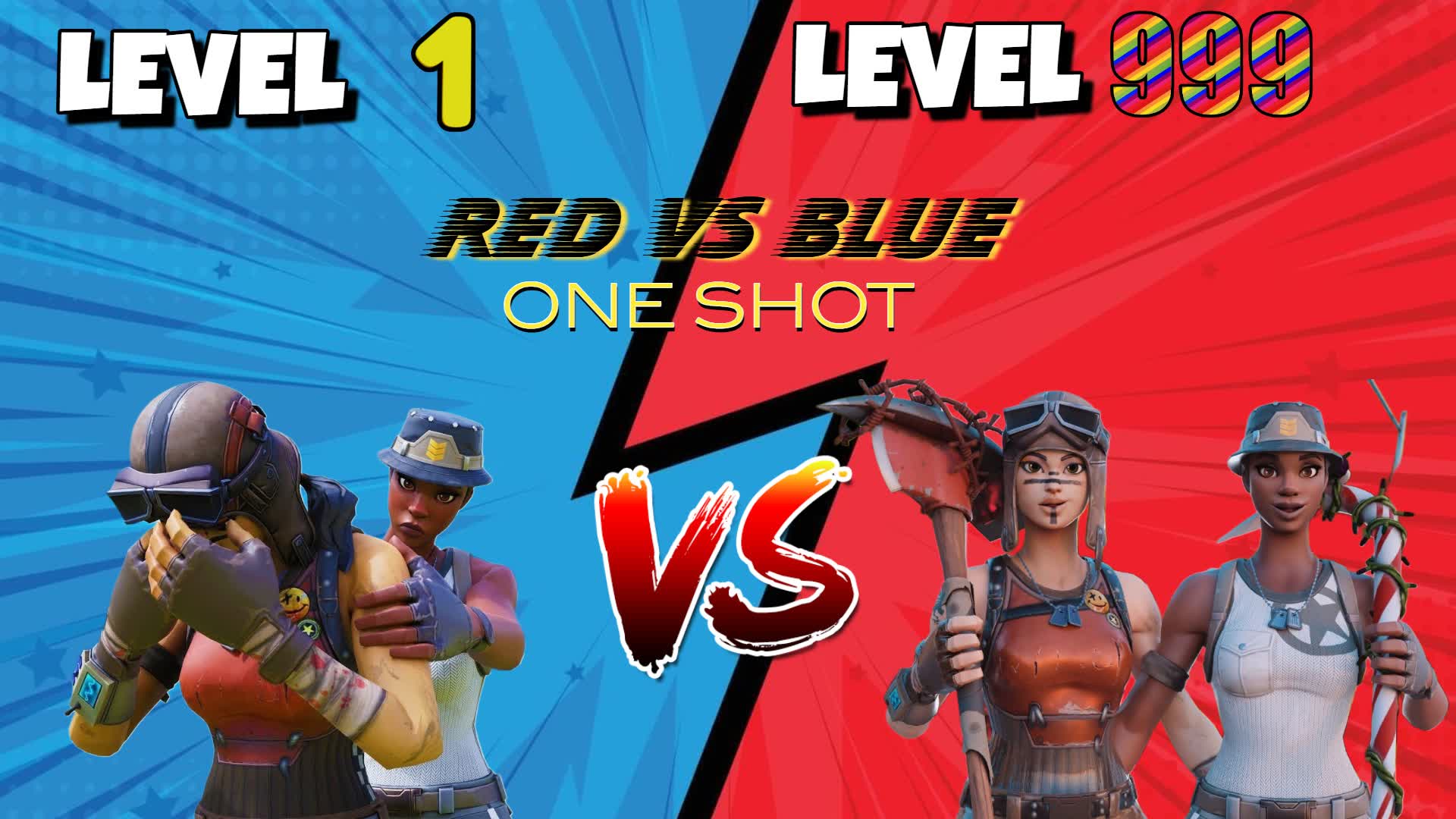 T.G.R RED VS BLUE🔴🔵ONE-SHOT ZERO BUILD