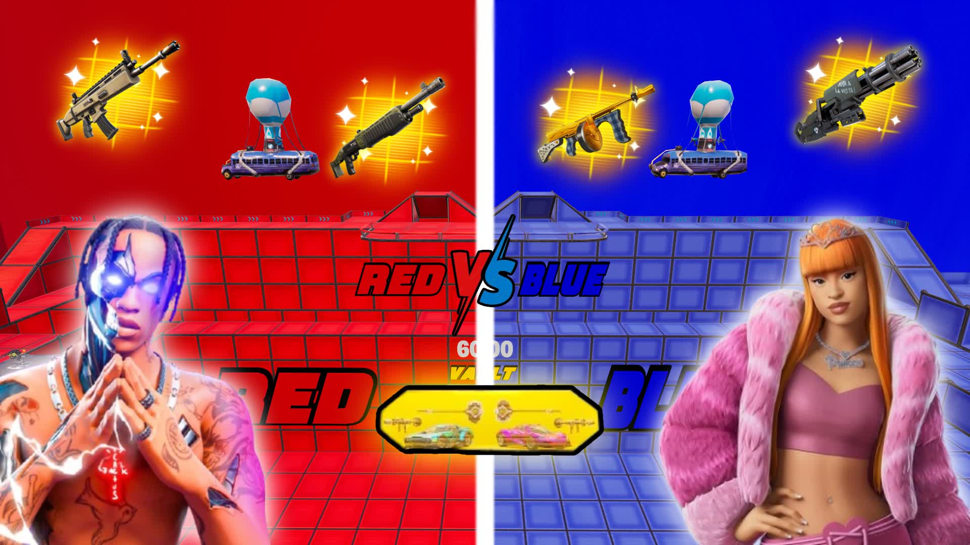CRAZY RED vs BLUE🔴🔵 7245-6904-0987 by oskxr - フォートナイト