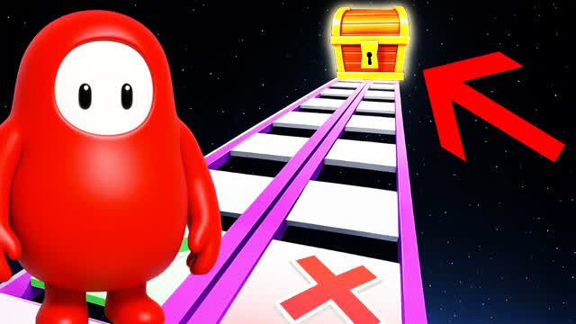 FALL GUYS GUESS GLASS BRIDGE PARKOUR🌈