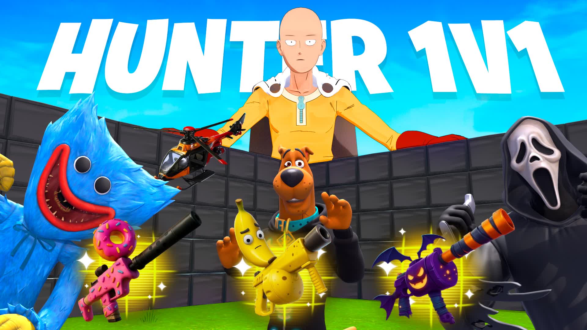 HUNTER 1V1 FFA - ALL GUNS E RIDES
