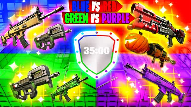 RED VS BLUE VS GREEN VS PURPLE🔴🔵💜💚