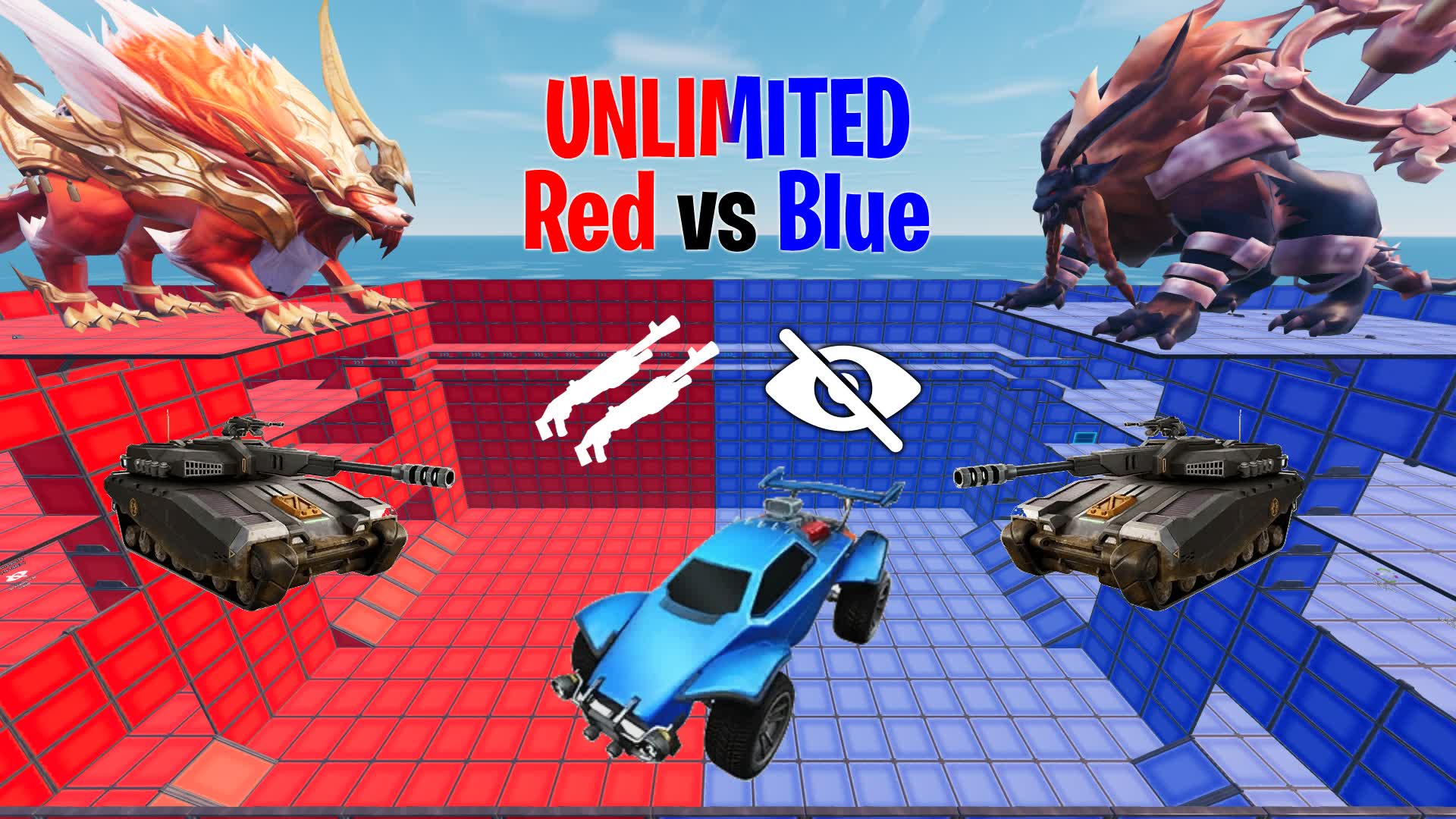 UNLIMITED RED VS BLUE 🆕 955376701182 by mge Fortnite Creative Map