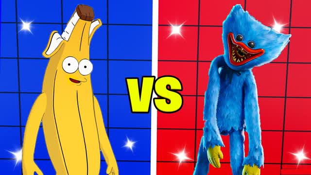 CRAZY BANANA VS HUGGY RED VS BLUE 🔴🔵