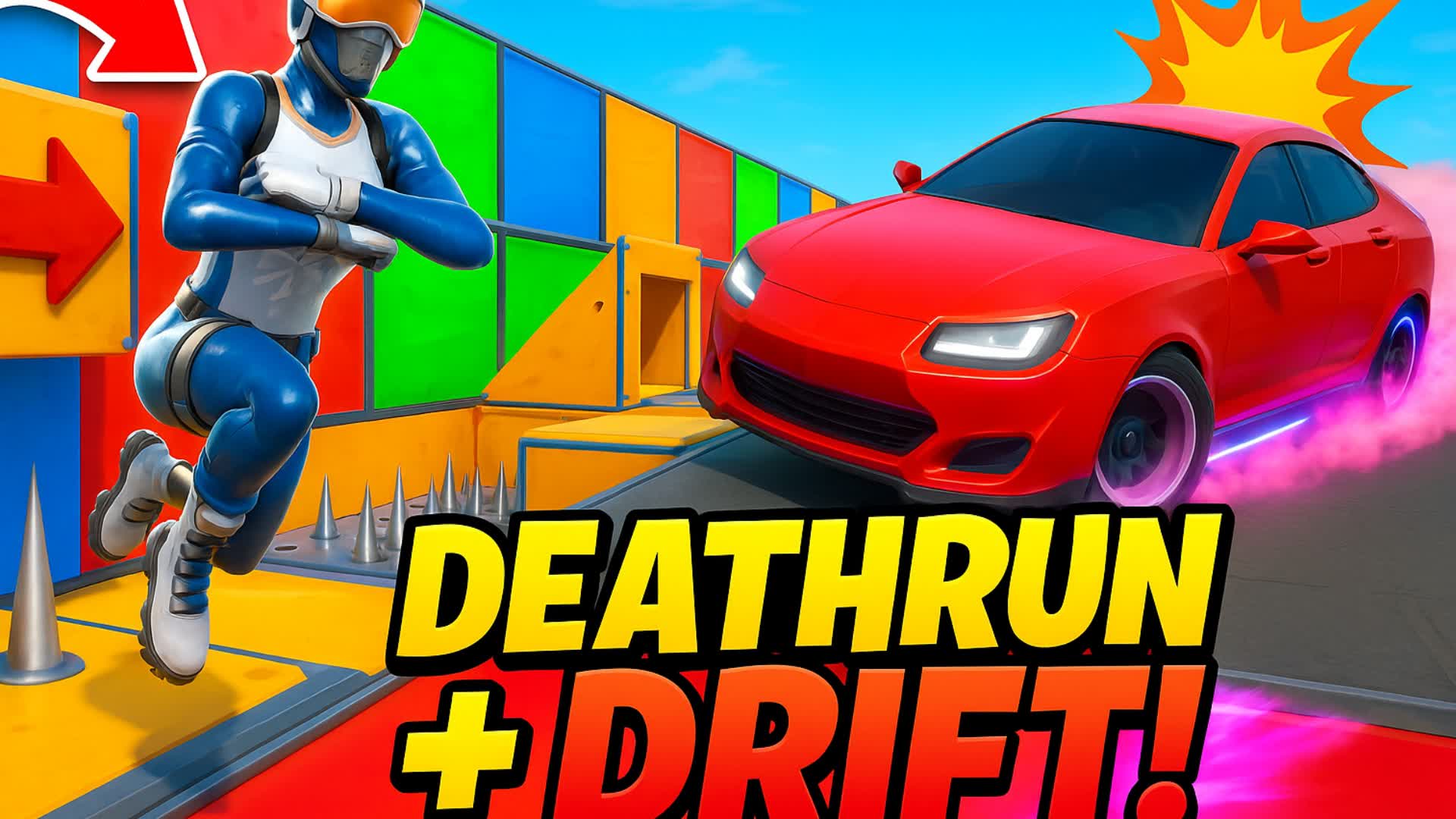 FORTNITE DEATHRUN + CAR DRIFT AREA 🤯🚗