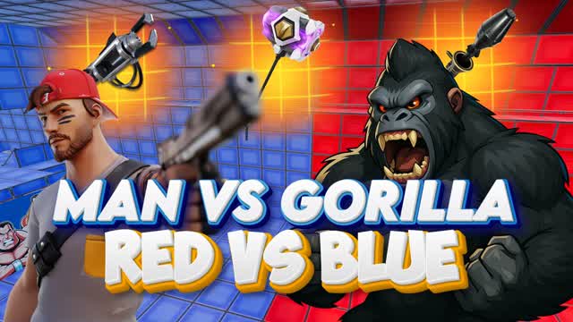 🧔‍♂️🦍MAN VS GORILLA | RED VS BLUE