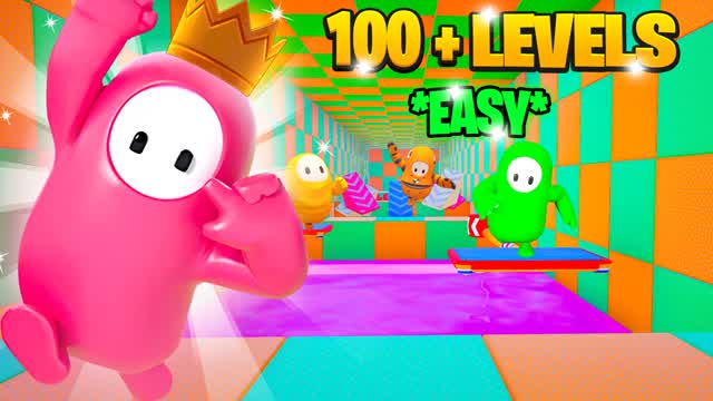 EASY PARKOUR FALL GUYS 100+ LEVELS 🌈🏆