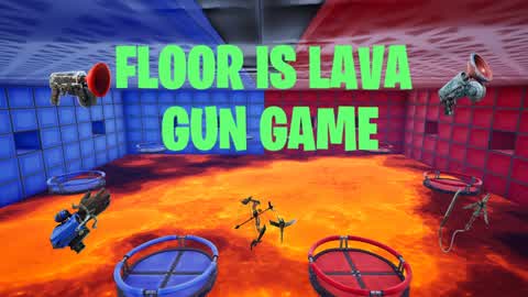 FLOOR IS LAVA GUN GAME RED VS BLUE🔴🔵🔥