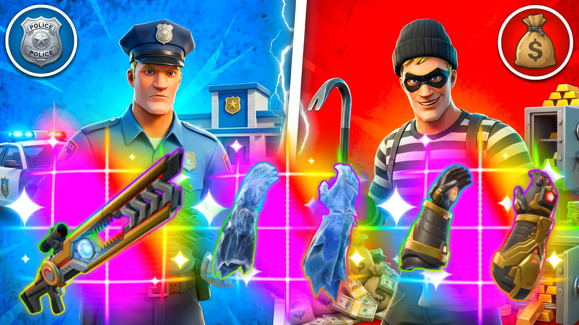 COPS VS ROBBERS RED VS BLUE 👮‍♂️💰