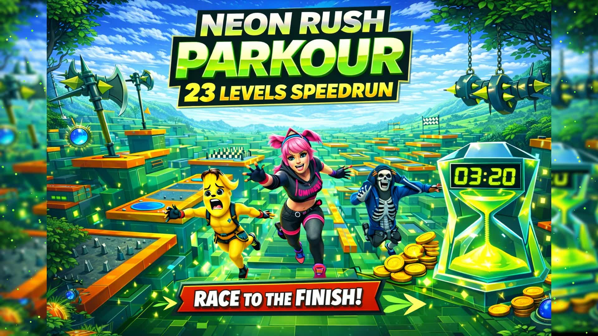 NEON RUSH パルクール - スピードラン23レベル