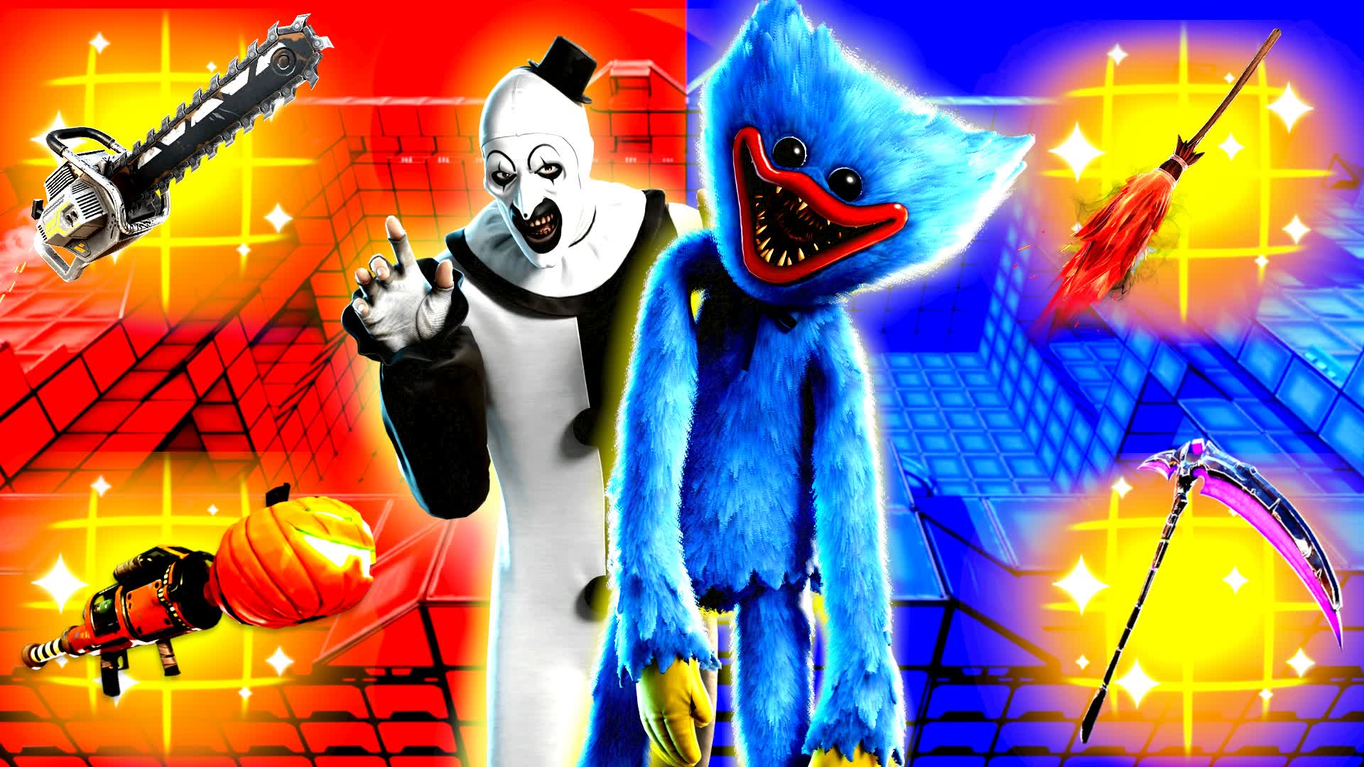 TMNT HUGGY VS CLOWN RED VS BLUE 🔴🔵