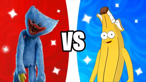 SUPER BANANA VS HUGGY RED VS BLUE🔴🔵